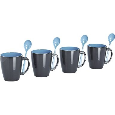 Puodelis su rankena Melamine Grey Line, 4 vnt