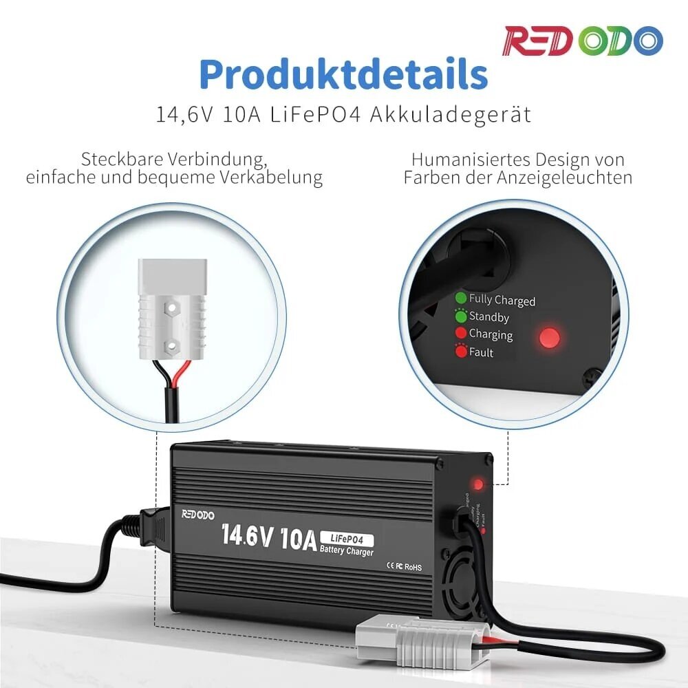 Redodo 14,6 V 10 A Lifepo4 akumuliatorių įkroviklis ličio geležies fosfato akumuliatoriams 1 Redodo 14,6 V 10 A Lifepo4 akumuliatorių įkroviklis ličio geležies fosfato akumuliatoriams 1