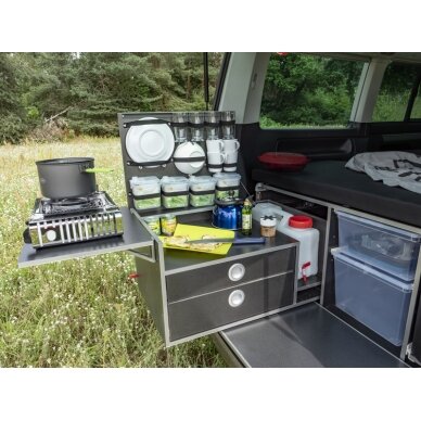REIMO CampingBox L-CM, skirta VW T6.1/T6/T5 Multivan + California Beach, su originaliu 3 vietų suoliuku 1 REIMO CampingBox L-CM, skirta VW T6.1/T6/T5 Multivan + California Beach, su originaliu 3 vietų suoliuku 1
