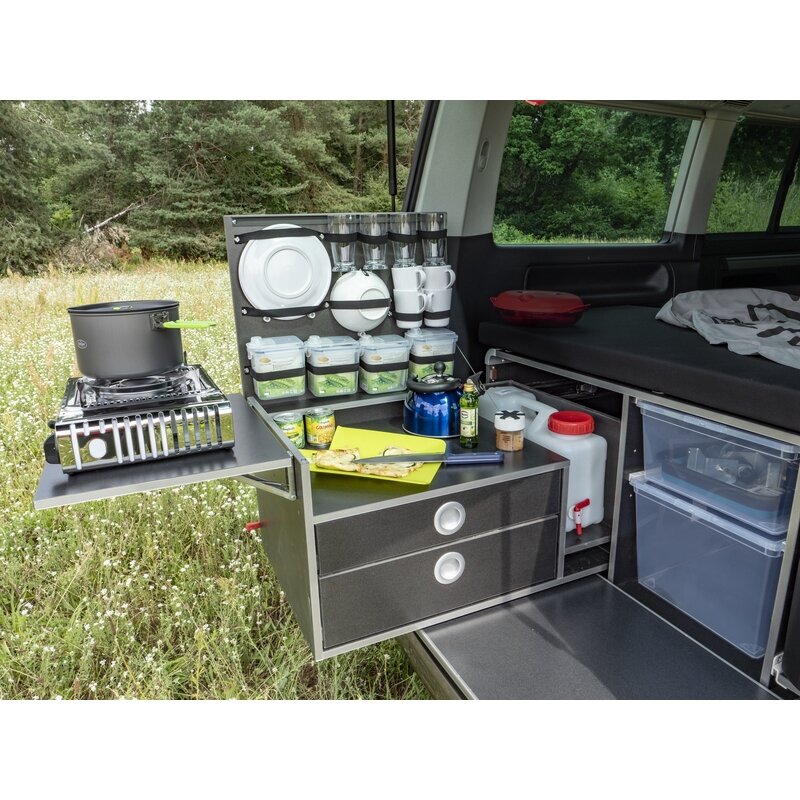 REIMO CampingBox L-CM, skirta VW T6.1/T6/T5 Multivan + California Beach, su originaliu 3 vietų suoliuku 1 REIMO CampingBox L-CM, skirta VW T6.1/T6/T5 Multivan + California Beach, su originaliu 3 vietų suoliuku 1