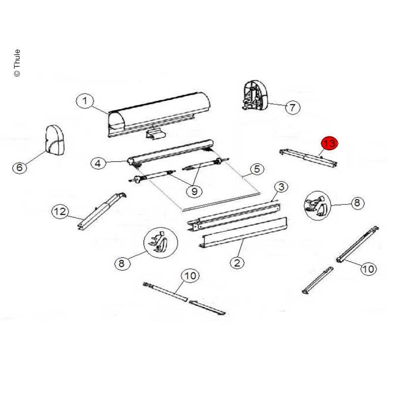 RH Rafter Arm Assy 3,0 m