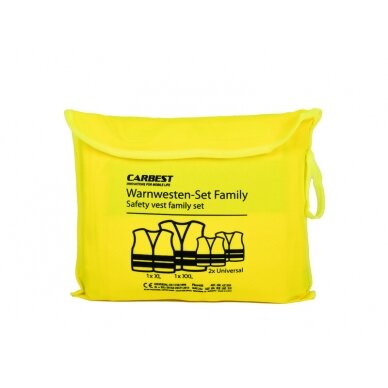 Saugos liemenių rinkinys geltonas, 2x suaugusiems (1x XL/1x XXL) + 2x vaikams 4
