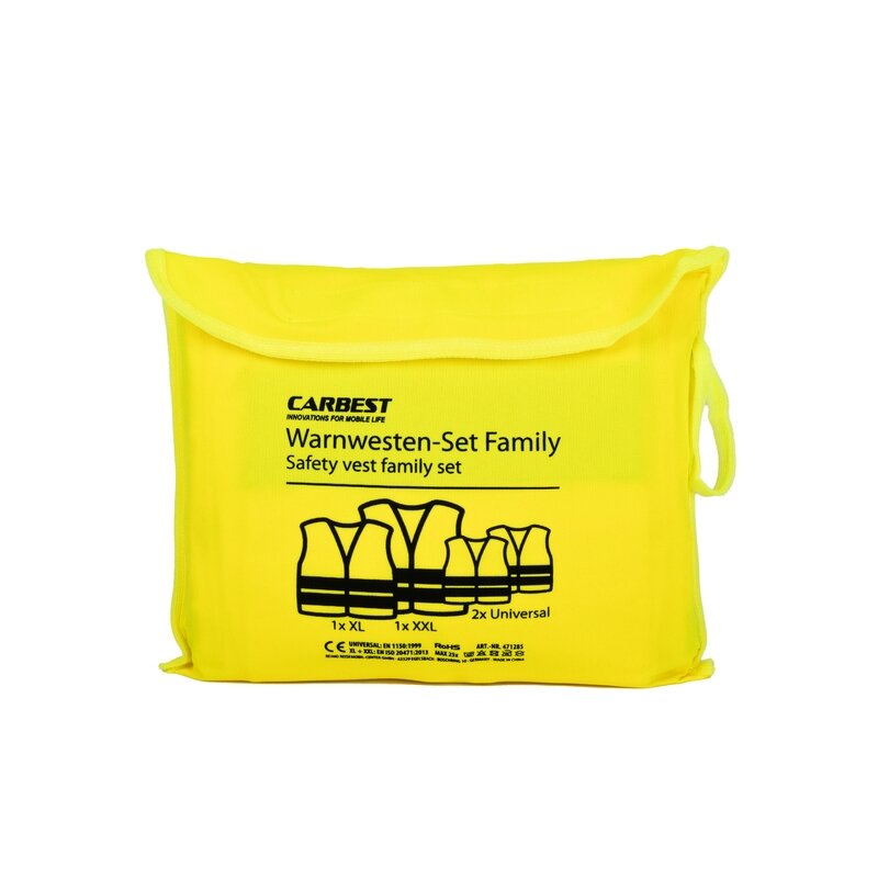 Saugos liemenių rinkinys geltonas, 2x suaugusiems (1x XL/1x XXL) + 2x vaikams 4