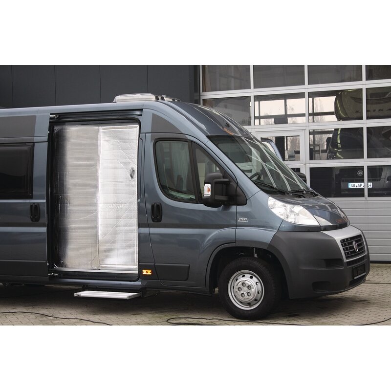 Šiluminės užuolaidos stumdomos durys šviesiai pilkos - Fiat Ducato X250/290, Peugeot Boxer / Jumper Šiluminės užuolaidos stumdomos durys šviesiai pilkos - Fiat Ducato X250/290, Peugeot Boxer / Jumper