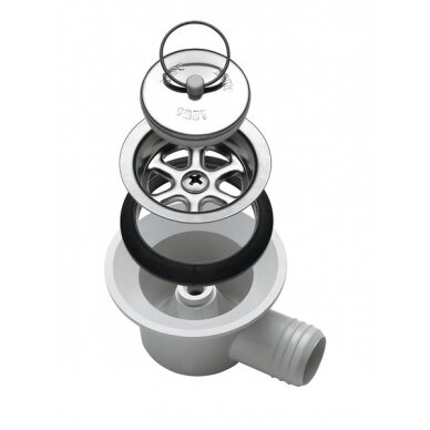 Smev nutekėjimas 90° kampu, žarnos jungtis Ø25mm, A tipas, Ø 38mm Smev nutekėjimas 90° kampu, žarnos jungtis Ø25mm, A tipas, Ø 38mm