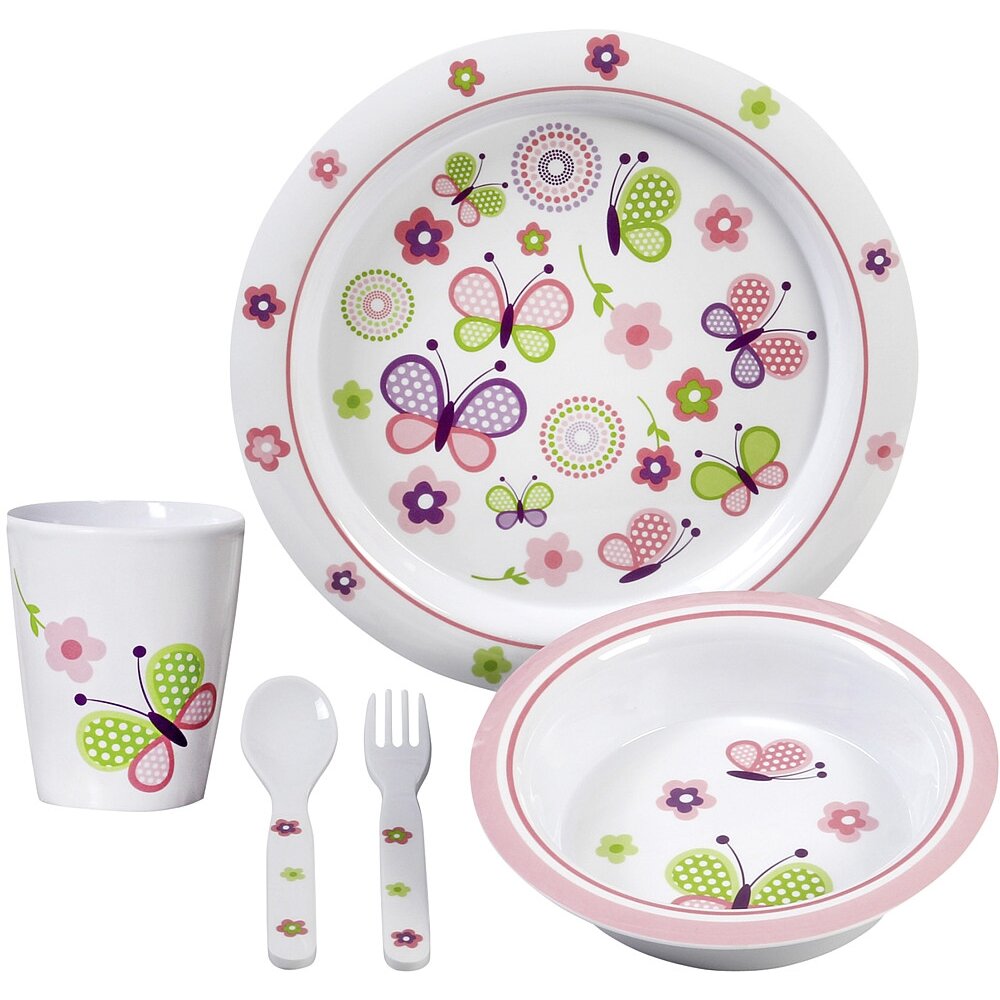 Stalo reikmenų rinkinys Butterfly Kids Girl 5 vnt. Stalo reikmenų rinkinys Butterfly Kids Girl 5 vnt.