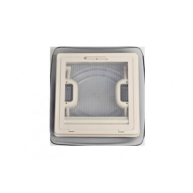 Stogo gaubtas 28x28cm Rėmas: baltas Kapotas: dūmintas stiklas 2 Stogo gaubtas 28x28cm Rėmas: baltas Kapotas: dūmintas stiklas 2