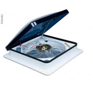 Stogo gaubtas su 12 voltų ventiliatoriaus gaubtu: matinis stiklas 40x40cm Stogo gaubtas su 12 voltų ventiliatoriaus gaubtu: matinis stiklas 40x40cm