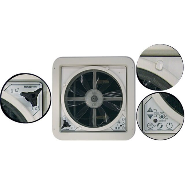 Stogo gaubtas su Raincover MaxxFan Deluxe Smoke 3 Stogo gaubtas su Raincover MaxxFan Deluxe Smoke 3