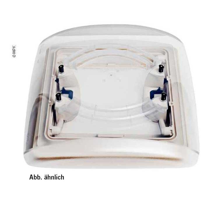 Stogo gaubtas Vision Vent S pro 28x28cm baltas, rūkytas stiklas, dvigubas klostuotas Stogo gaubtas Vision Vent S pro 28x28cm baltas, rūkytas stiklas, dvigubas klostuotas