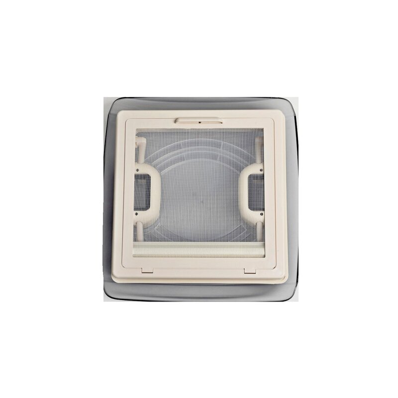 Stogo gaubtas 28x28cm Rėmas: baltas Kapotas: dūmintas stiklas 2 Stogo gaubtas 28x28cm Rėmas: baltas Kapotas: dūmintas stiklas 2