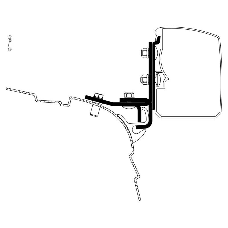 Thule markizės 3200, adapteris VW T5/T6 Miniven Multi Rail RHD Thule markizės 3200, adapteris VW T5/T6 Miniven Multi Rail RHD