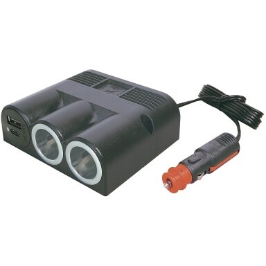 Trigubas lizdas su maitinimo USB-C/A dvigubu 12–24 V lizdu