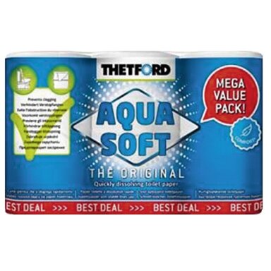 Tirpstantis minkštas tualetinis popierius Aqua Soft 6 ritinėliai Tirpstantis minkštas tualetinis popierius Aqua Soft 6 ritinėliai