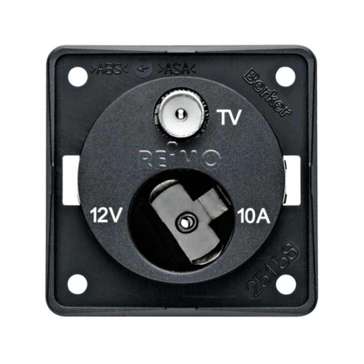 TV antenos lizdas su 12V lizdu, antracitas