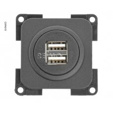 USB dvigubas įkrovimo lizdas 5V / 2x 2,5 A. Šiferio pilka