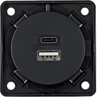 USB įkrovimo lizdas, 2x 230 V A+C, antracitas