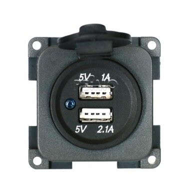 USB dvigubo įkrovimo lizdas 5V/1A + 5V/2.1A USB dvigubo įkrovimo lizdas 5V/1A + 5V/2.1A