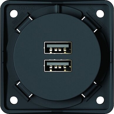 USB įkrovimo lizdas 2 krypčių antracito matinis USB įkrovimo lizdas 2 krypčių antracito matinis