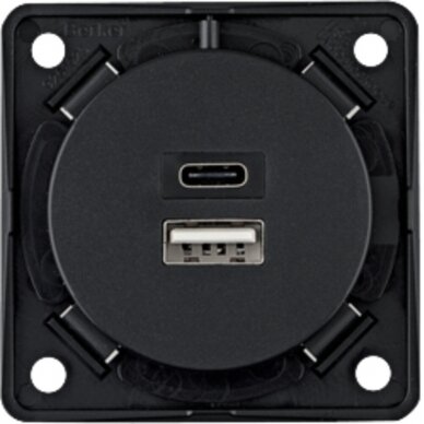 USB įkrovimo lizdas, 2x 230 V A+C, antracitas USB įkrovimo lizdas, 2x 230 V A+C, antracitas
