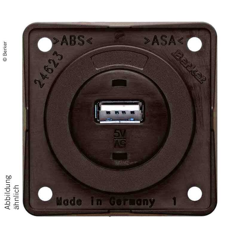 USB įmontuotas lizdas, rudas matinis, 12V, 3A išėjimo srovė