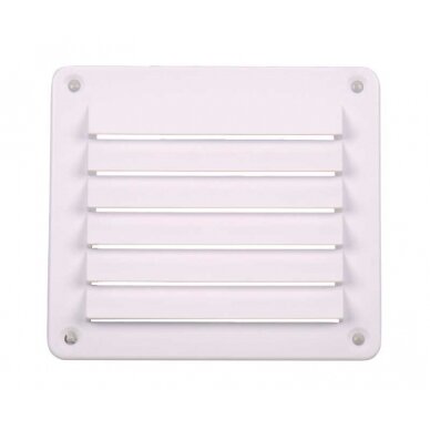Vėdinimo grotelės, baltos, 142x127mm, kvadratinės, su varžtais Vėdinimo grotelės, baltos, 142x127mm, kvadratinės, su varžtais
