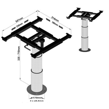 Vienos kolonos pakėlimo rėmas, poslinkis X=180mm, Y=230mm Vienos kolonos pakėlimo rėmas, poslinkis X=180mm, Y=230mm