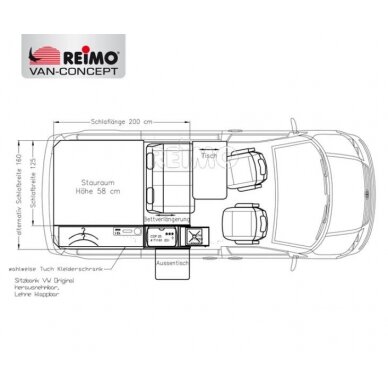 Virtuvės dalis VW T6/5 kR Cooky kaip baigta dalis su apmušalais lovos prailginimui 2 Virtuvės dalis VW T6/5 kR Cooky kaip baigta dalis su apmušalais lovos prailginimui 2