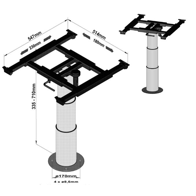 Vienos kolonos pakėlimo rėmas, poslinkis X=180mm, Y=230mm