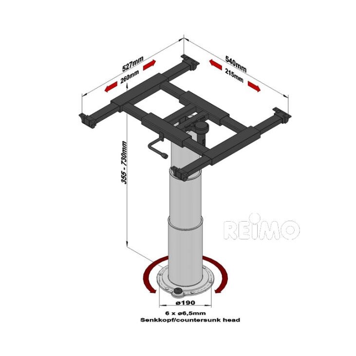 Vienos kolonos kėlimo stalas 355-730mm, eiga 375mm 1 Vienos kolonos kėlimo stalas 355-730mm, eiga 375mm 1