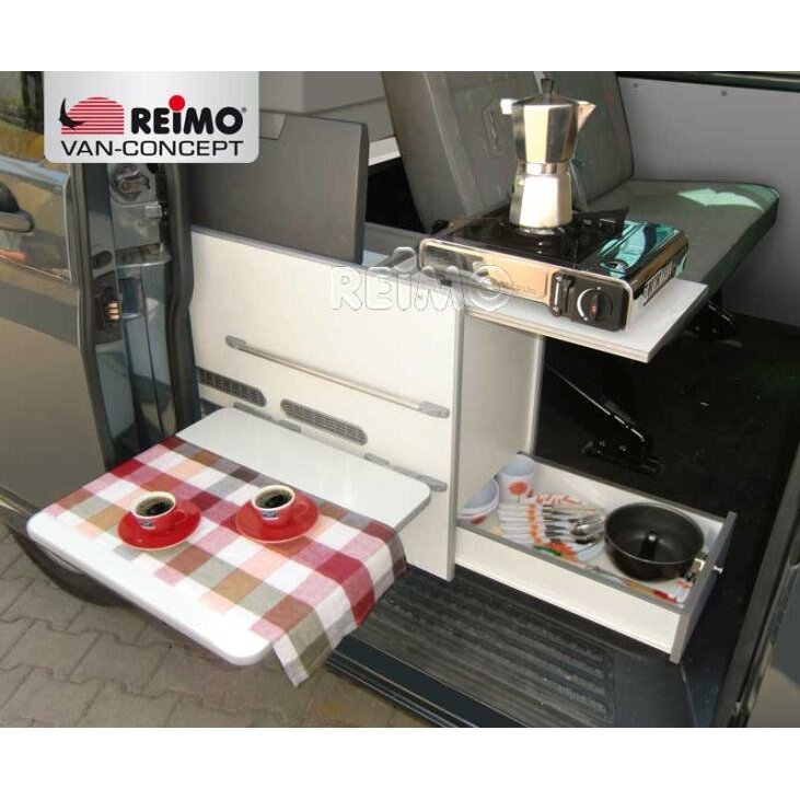 Virtuvės dalis VW T6/5 kR Cooky kaip baigta dalis su apmušalais lovos prailginimui