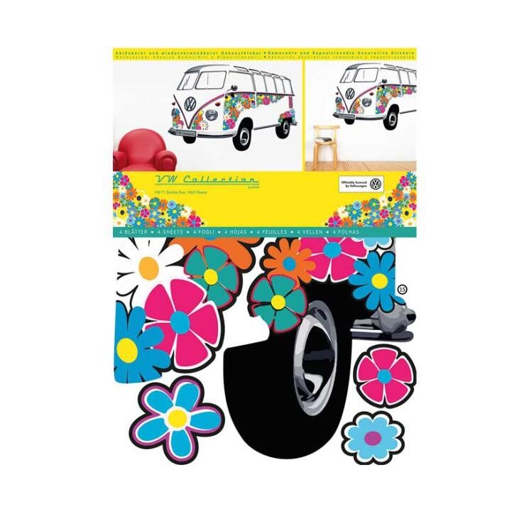 VW Collection T1 Bulli autobuso sienos tatuiruotė – gėlė 1