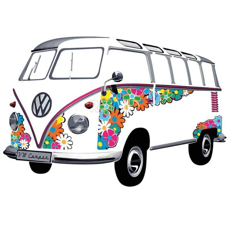 VW Collection T1 Bulli autobuso sienos tatuiruotė – gėlė