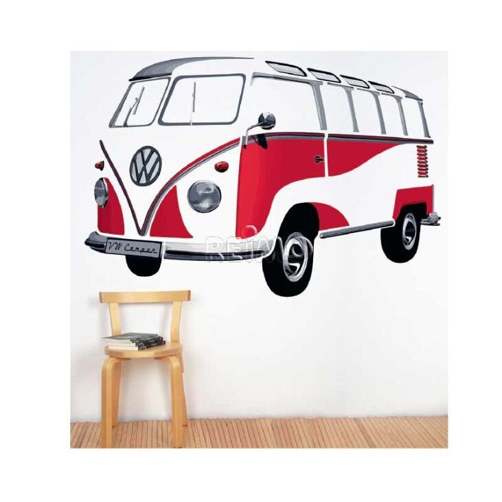 VW Collection VW T1 Bulli Bus Wall Tattoo – klasikinė raudona